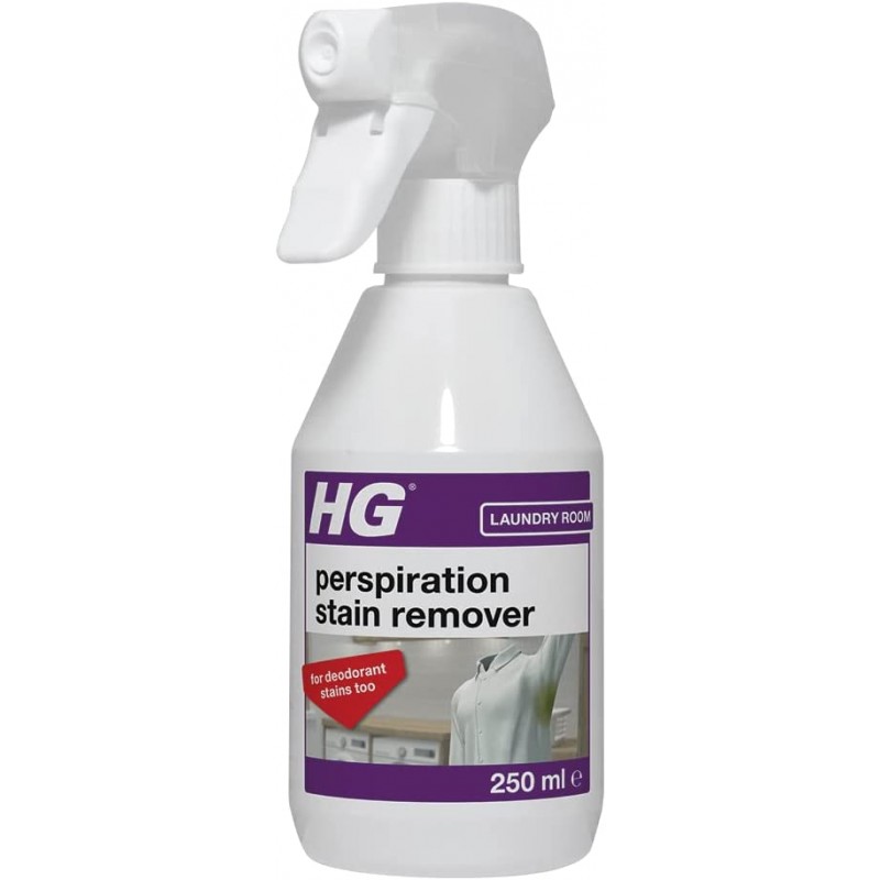 HG Perspiration Stain Remover, Removes Sweat & Deodorant Marks from Shirts & Tops, Pre-Wash Treatment for Clothing  250ml