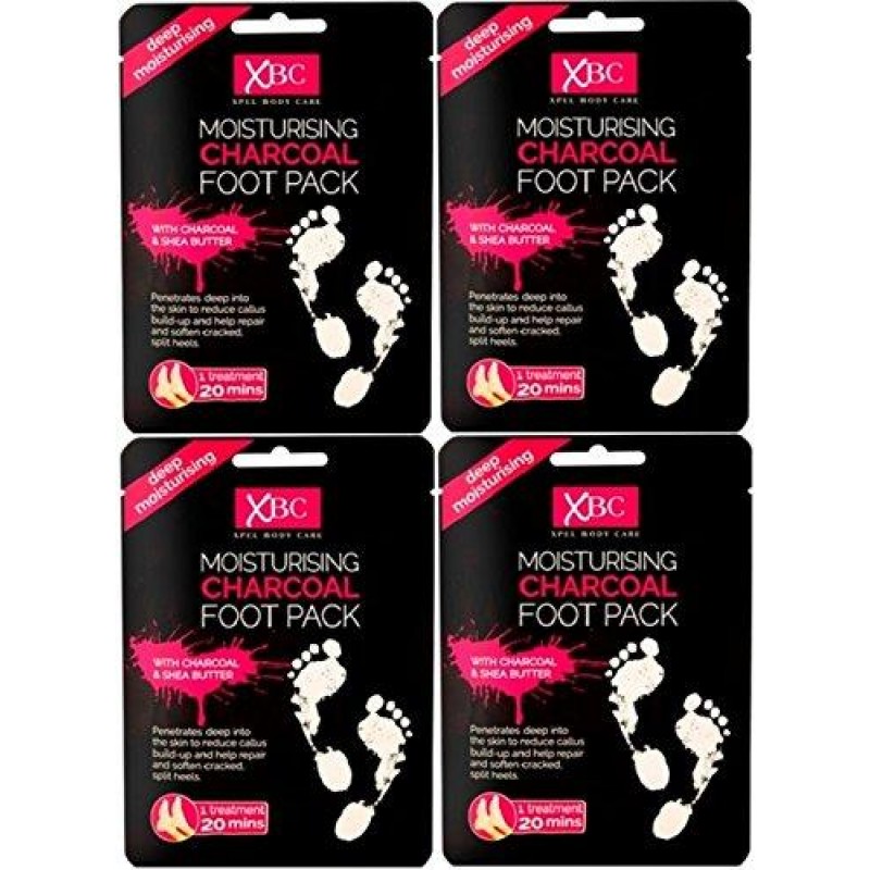 Pack of 4 XBC Moisturising Charcoal Foot Pack - Charcoal & Shea Butter