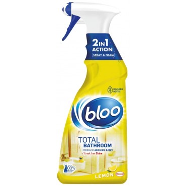 Bloo 2-in-1 Total Bathroom and Shower Cleaner, Spray and Foam Recycled and Refillable Bottle 750ml
