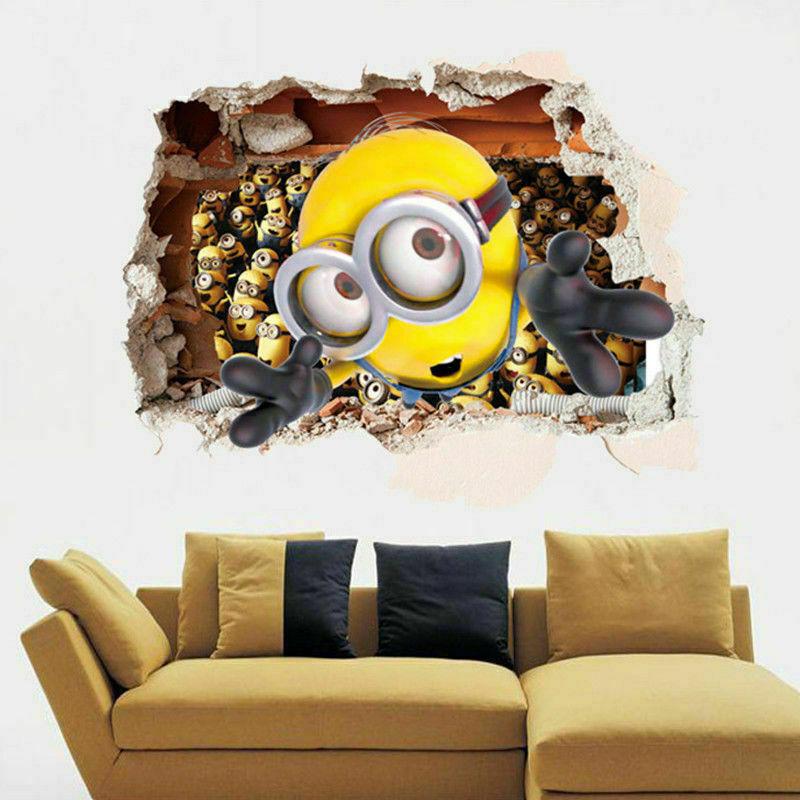 wall sticker 3d Minions face NON LICENSED Removable Wall Sticker Art Decal Kids Room Decor 