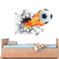 wall sticker 3d firing football through kids room decoration 1473. home decals