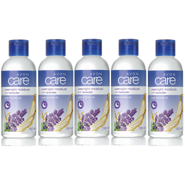Pack of 5 Avon Lavender Overnight Moisture Bath & Body Oil - 150ml 