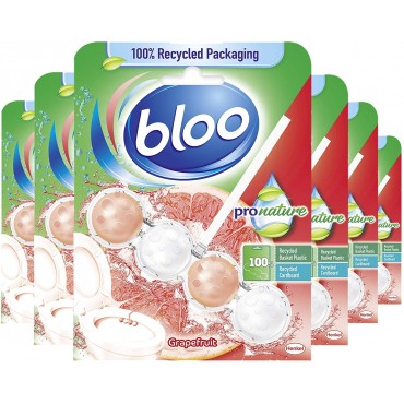 6xMultipack Bloo Power Active Pro Nature Toilet Rim Block Grapefruit with Anti-Limescale, Cleaning Foam, Dirt Protection and Extra Freshness 50g 