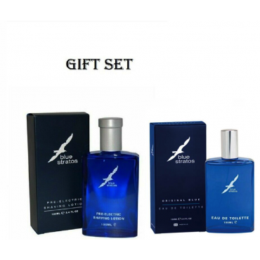Blue Stratos Original Blue Shaving Lotion + Eau De Toilette Gift Xmas Set