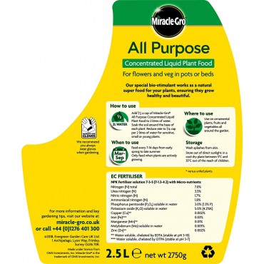 Miracle-Gro All Purpose Concentrate Liquid Plant Food 2.5L