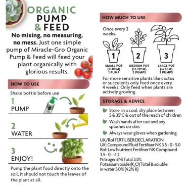 Miracle-Gro Organic Pump & Feed Liquid Houseplant Food, 200 ml