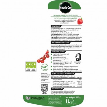 Miracle-Gro Performance Organics Fruit & Veg Liquid Concentrate Food 1 litre