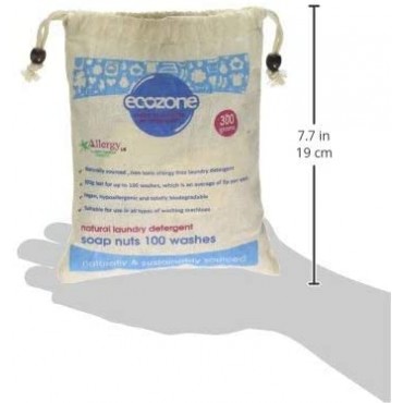 Ecozone Soap and Indian Wash nuts replaces laundry powder and detergents, 300g bag, 100 washes