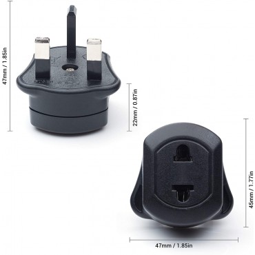 EU 2 Pin To UK 3 Pin Fused Adaptor Plug For Shaver/Toothbrush Black 