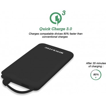 Power Bank 4000mAh, Credit Card Size Pocket,Wallet Power Bank with Built-In Micro USB & 1 port output Fast charging
