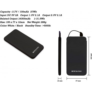 Power Bank 5000mAh, Credit Card Size Pocket,Wallet Power Bank with Built-In Micro USB & 1 port output Fast charging