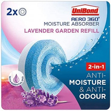 UniBond AERO 360Moisture Absorber Lavender Garden Refill Tab Pack (2 x 450g)