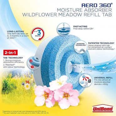 UniBond AERO 360Moisture Absorber Wildflower Meadow Refill Tab Pack (2 x 450g)