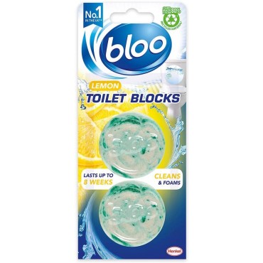 Bloo In Cistern Twin Blocks Citrus Zest with Long Lasting Anti-Limescale 2X38G 
