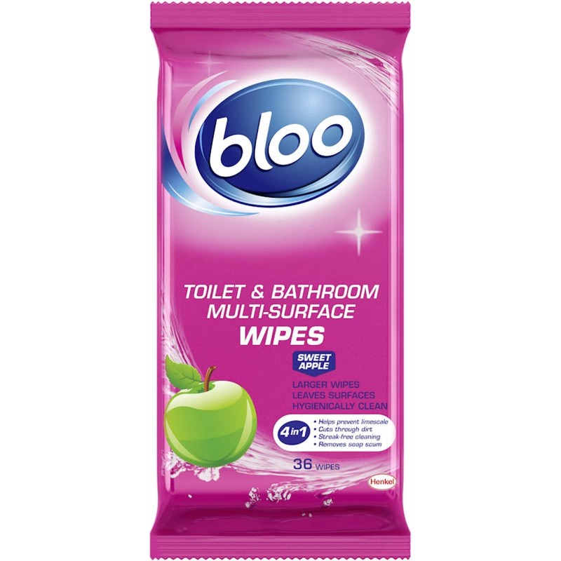 Bloo Toilet & Bathroom wipes, Sweet Apple, 36 Wipes