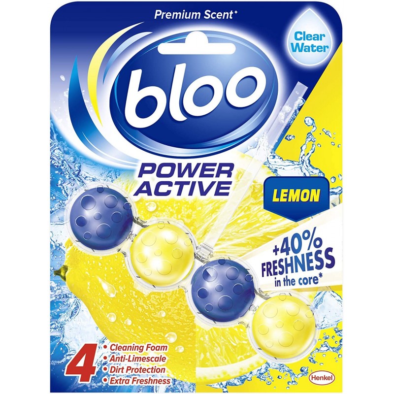 Bloo Power Active Toilet Rim Block, Lemon, Clear Water  50g