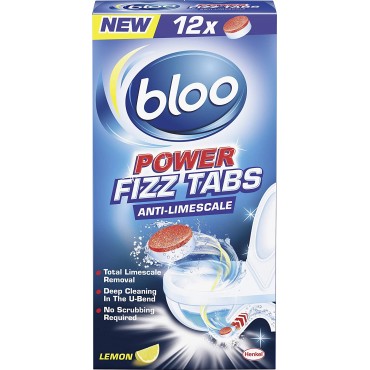 Bloo Power Fizz Tabs, Drain Deep Cleaning Against Deposits and Bad Odours (12 x 25 g)