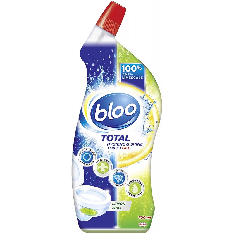Bloo Total Hygiene & Shine Toilet Gel Lemon Zing, 700 ml