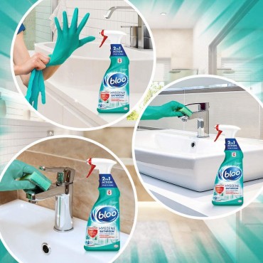 Bloo 2-in-1 Hygiene Bathroom Cleaner, Spray and Foam, Removes Limescale and Dirt, 750 ml
