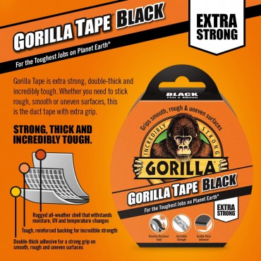 Gorilla Tape Black 48mm x 11m Stronger Thicker Tougher All Weather Durable Tape