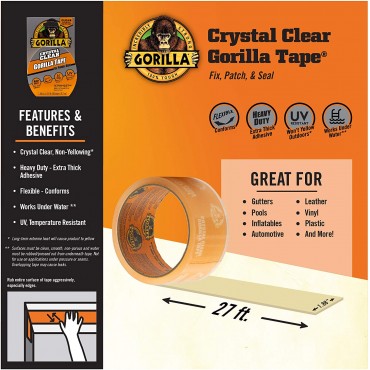 Gorilla Clear Repair Tape 8.2m x 48mm , 8.2 metr