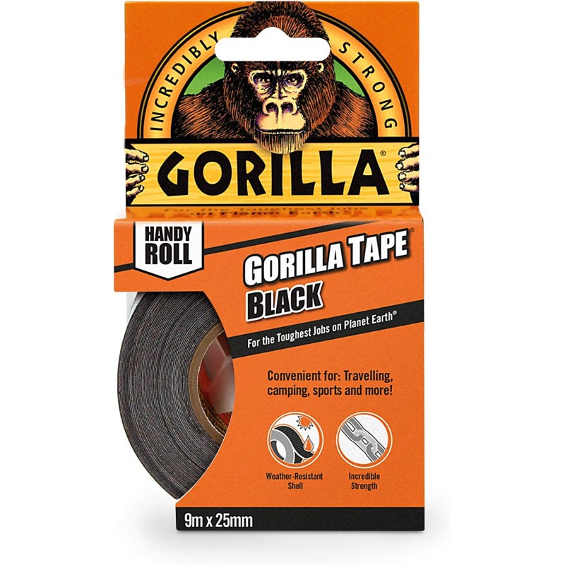 Gorilla Tape Mini Duct Tape To-Go Travel Size Black 25mm x 9m