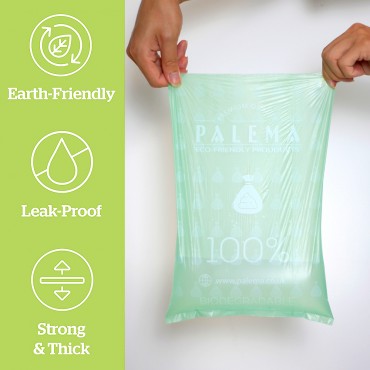 Palema Compostable Dog Poop Bag 16 Roll with dispensers.Compostable & Biodegradable Waste Bags for Dogs Leak-Proof Black