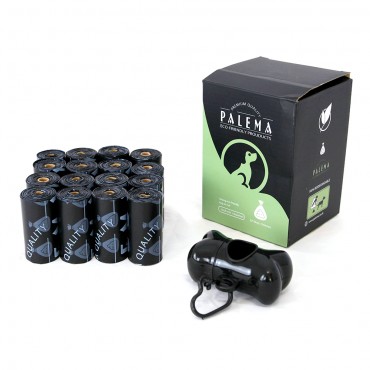 PALEMA Compostable Dog Poop Bag 18 Roll with dispensers. Compostable & Biodegradable Waste Bags for Dogs Leak-Proof Green